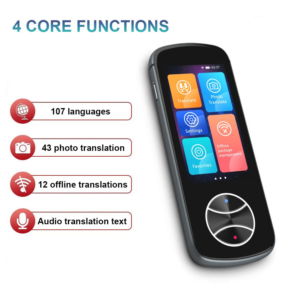 Smart Multilingual Translator, Offline Translation, Photo Translation, Equipped with a 3.0-inch Touchscreen, Supports 107 Languages