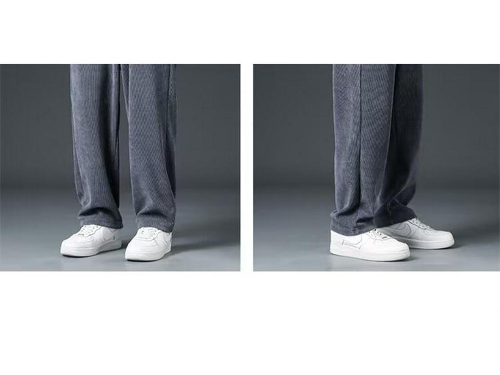 Men's Corduroy Heavyweight Straight-Leg Sweatpants: Trendy Wide-Leg Casual Pants for Spring and Autumn.