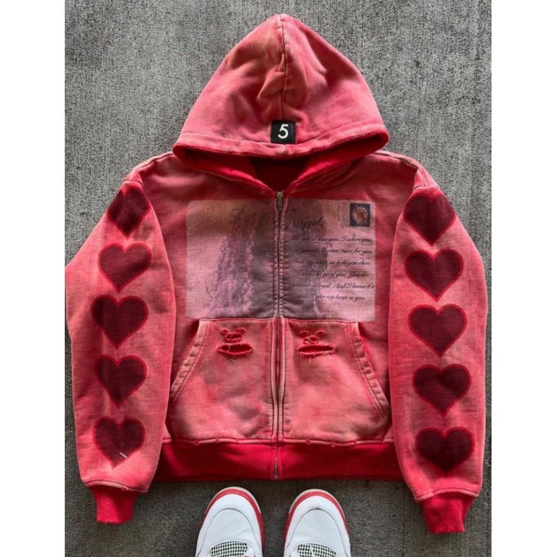 Hooded Sweatshirt Men Women Star Letter Print Loose Fit Casual Streetwear Fall Winter
