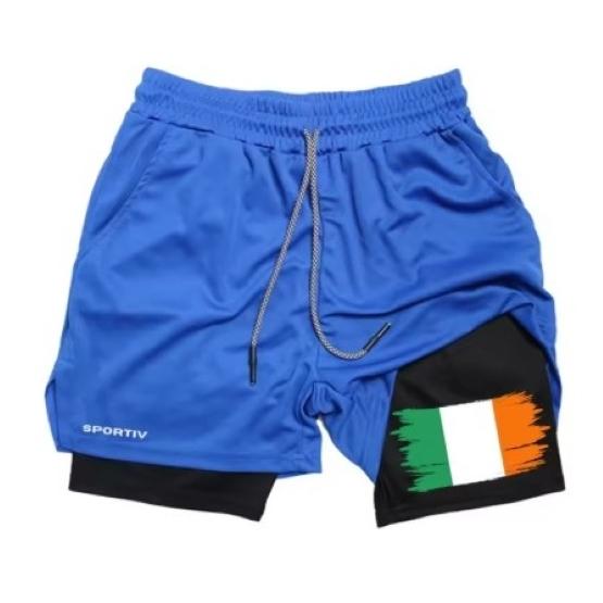 Ireland Flag Camouflage Muay Thai Kick Boxing Shorts Men Women Unisex Casual Sportswear Double Layer Quick Dry Training Sport Gym Fitness Workout