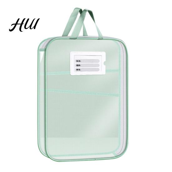 Transparent Stationery Bag Mesh Zipper Pouch File A4 Letter Size 3-Layer Quality Storage Case with Handle Document Organizer for School Travel Office