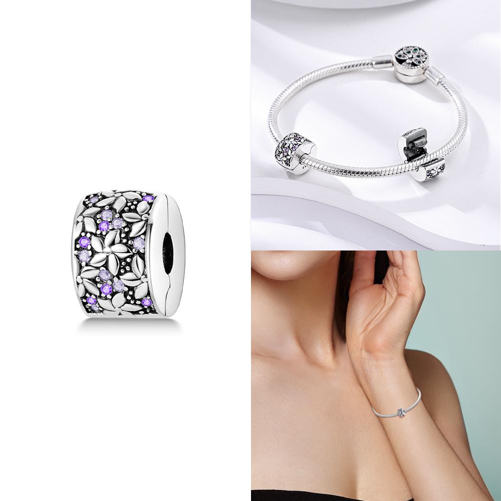 S Copper Charms Beads Cz Pave Round Clip Charms Fit Original Bracelet Necklace Charms Jewelry Fine Gift