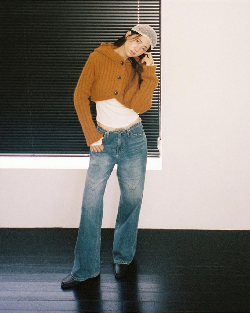 INSEOWL Crop Hooded Cardigan - Camel