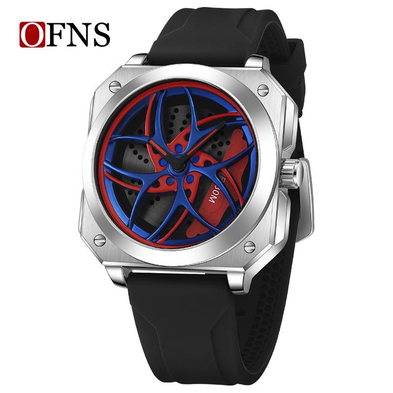 European-Style Men's Sport Quartz Watch with Waterproof Skeleton Design and Versatile Silicone Strap
