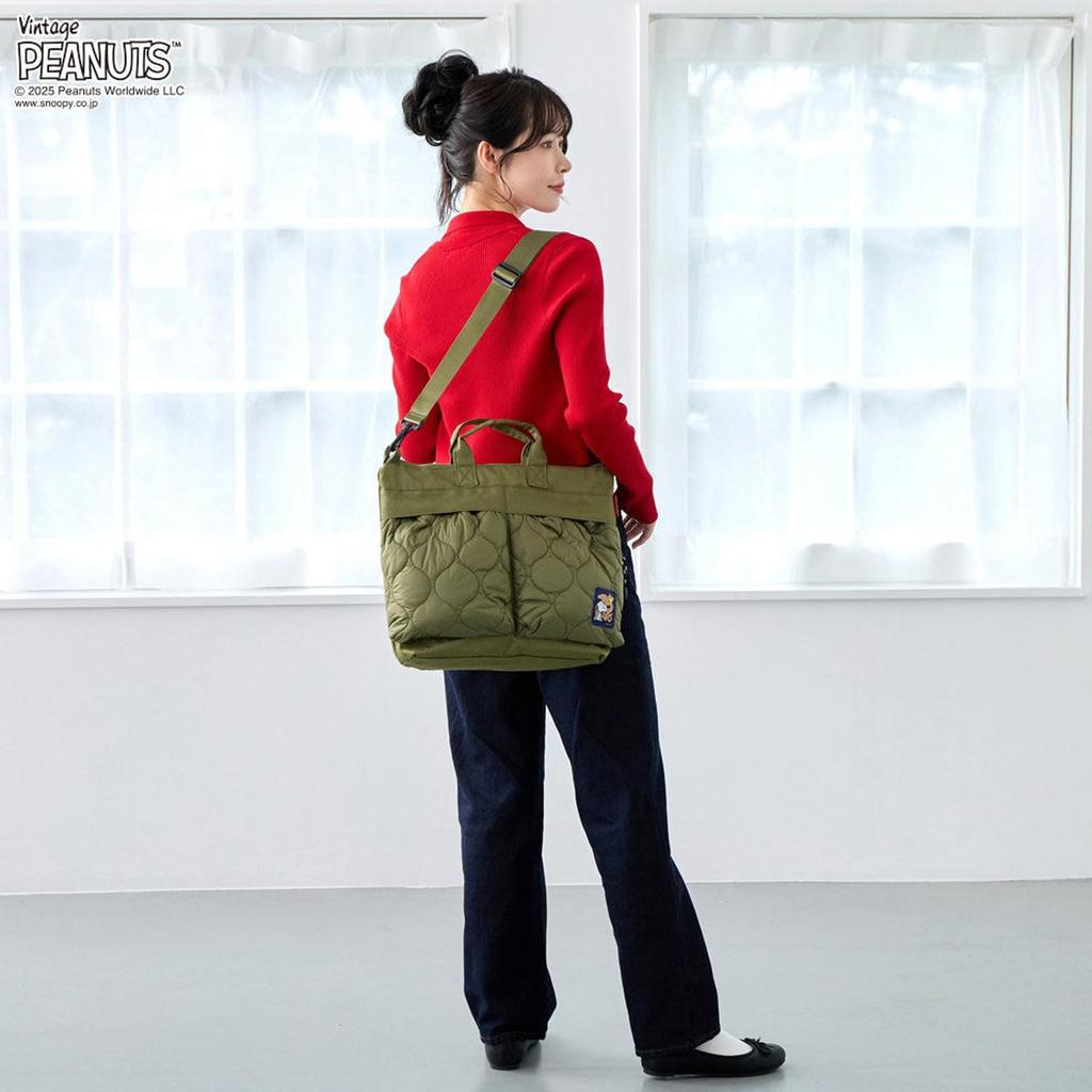 Snoopy A4 Wide 2-Way Shoulder Bag Black PEANUTS 75th Anniversary ROOTOTE SNOOPY