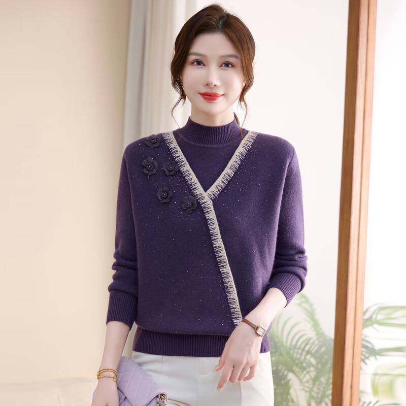YUZHAOLIN Women's Fleece-Lined Half-High Collar Sweater