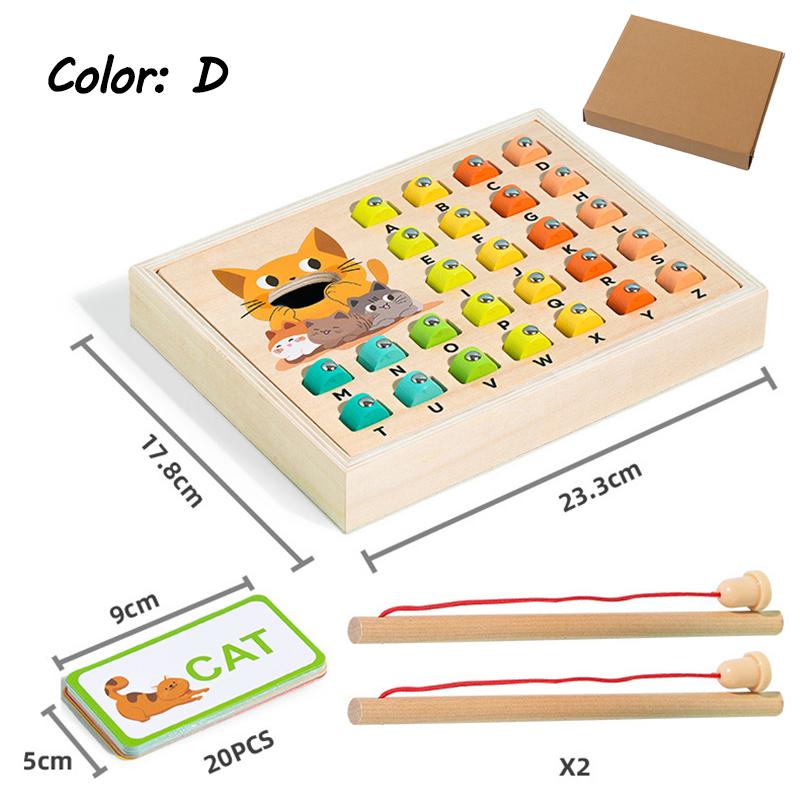 Toys Toys Wooden Montessori Magnetic Fishing Learning Alphanumeric Colors Matching Sorting Interactive Game Early Education Kids