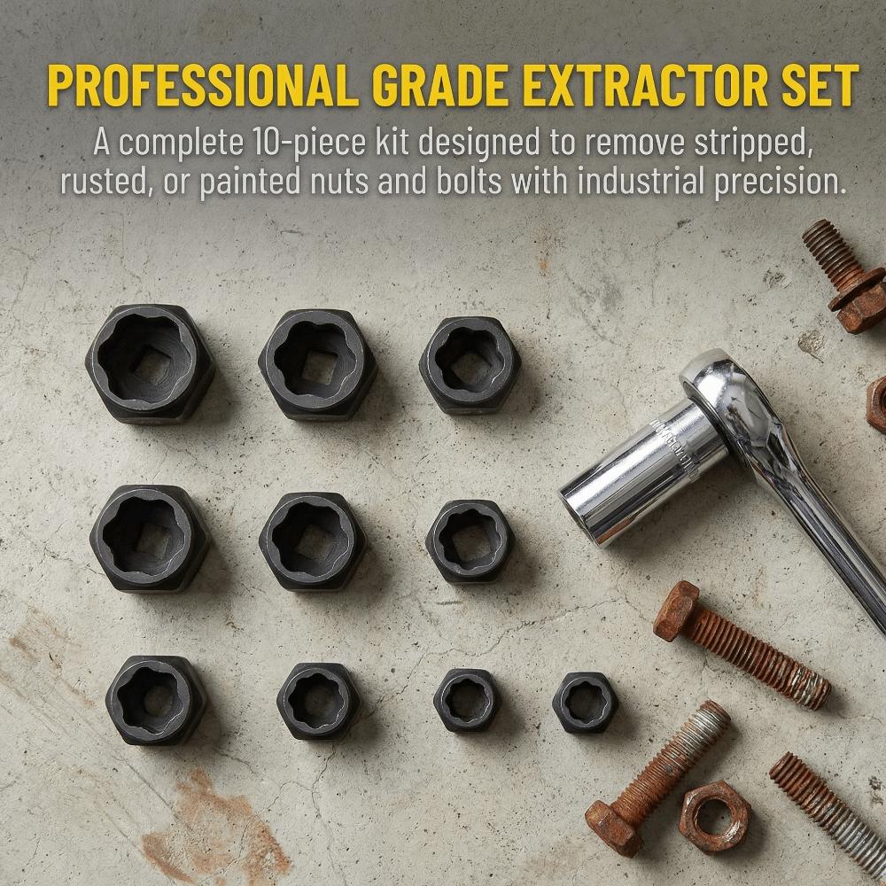 10 PCS Socket Bolt Remover Set Impact Screw Extractor Set  Industrial Disassembling