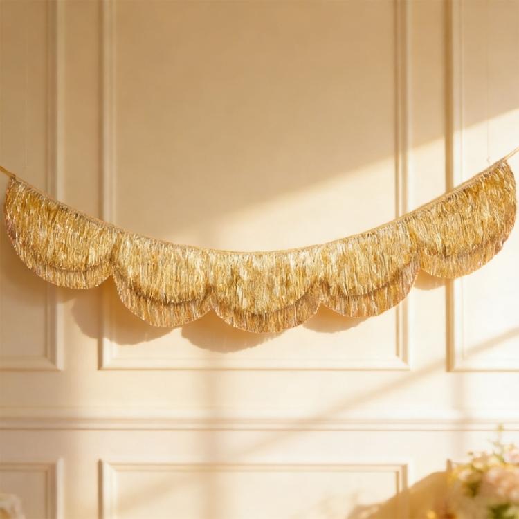Glittering Tiered Fringe Banners with Scalloped Design for Perfect Party Photo Booth Backdrop Hanging Decorations