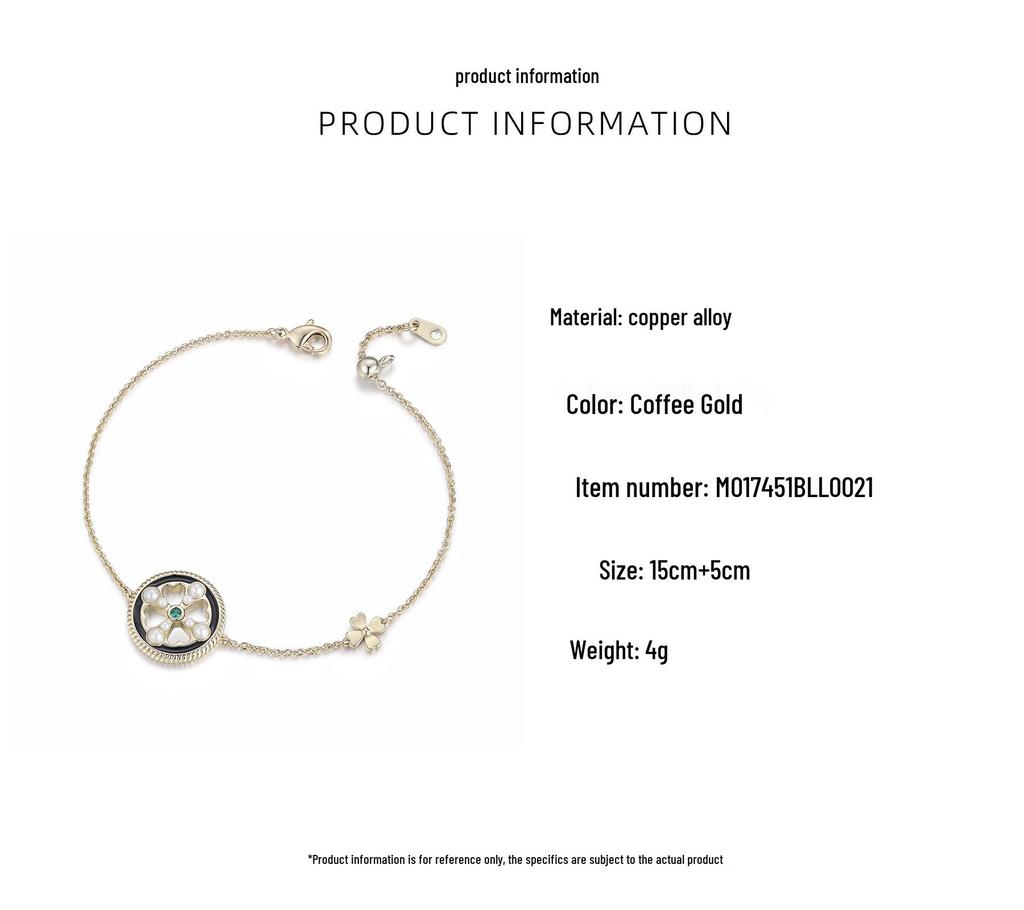 Four-Leaf Clover Enamel Bracelet: Elegant, Fade-Resistant, Versatile, Exquisite Hand Jewelry for Women.