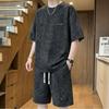 Plus Size 4XL-10XL Summer Casual Set 2 Piece Man Short Sleeve T-shirts Oversize Shorts Sets
