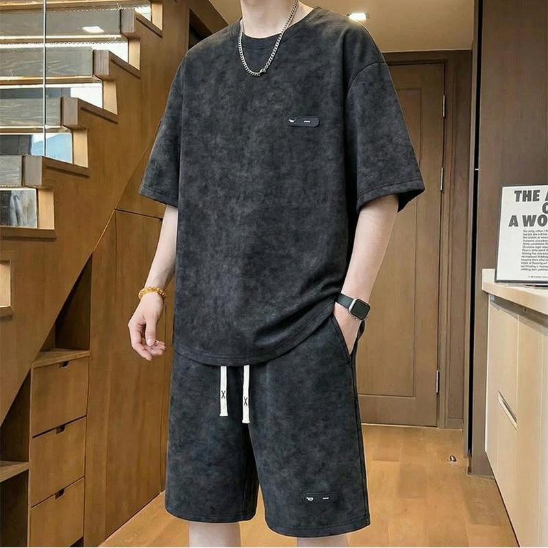 Plus Size 4XL-10XL Summer Casual Set 2 Piece Man Short Sleeve T-shirts Oversize Shorts Sets