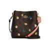 Town 16 Classic Floral Print Coated Canvas And Leather Bucket Bag Women Bags Dark-Brown C7270-IMOSN