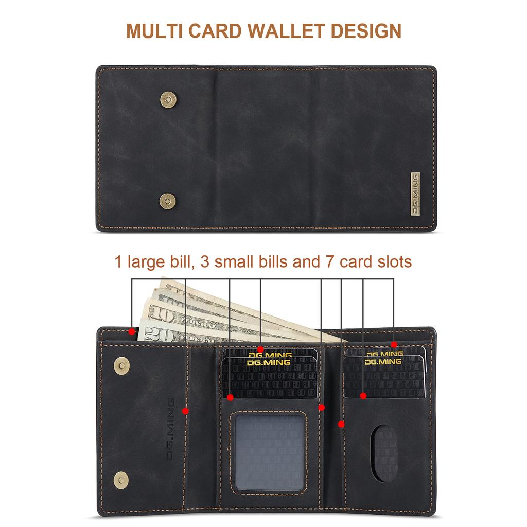 DG.MING M1 Series for Samsung Galaxy S25 Ultra Case Kickstand PU Phone Cover with Detachable Wallet