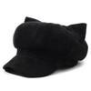 Adjustable Cat Ear Beret Warm Lining Octagonal Hat New Newsboy Cap  Women