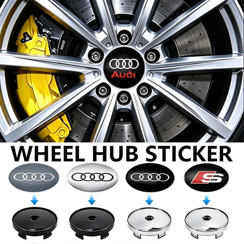 4Pcs 56mm 60mm Car Wheel Center Hub Cap Covers Sticker For R1 A3 A4 A5 A6 C5 B5 B6 B7 A7 A8 Q7 Q5 Q3 RS TT Sline Quattro Badgev1