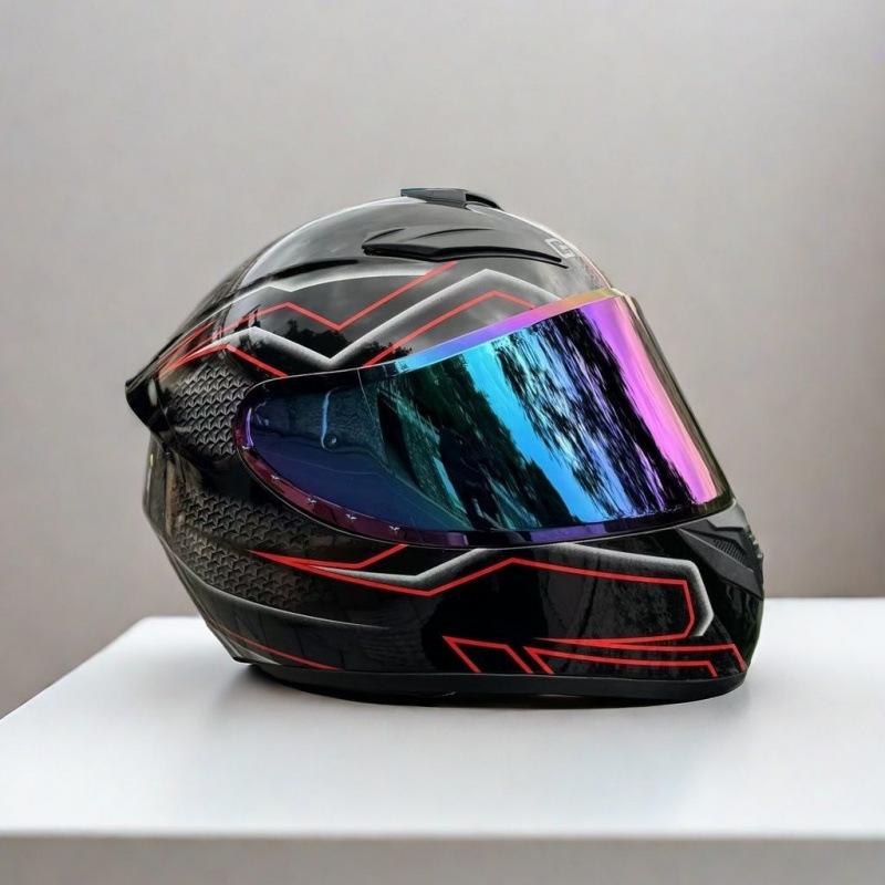 New Locomotive Motorcycle Men's and Women's 3c Full Helmet Motorcycle Personalized Handsome Safety Helmet Winter Windshield Helmet