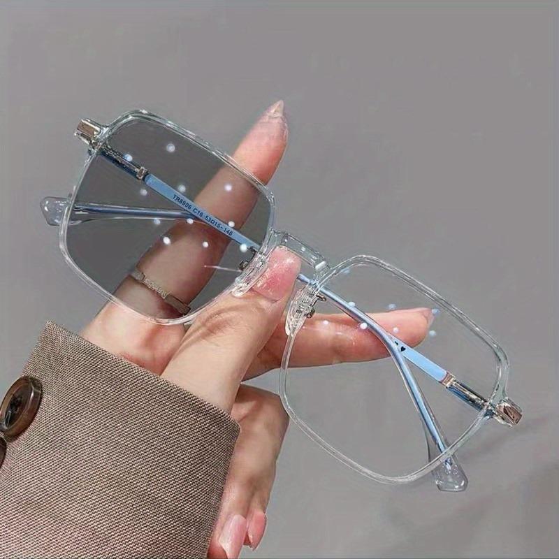 +100~+400 2pcs Fashion brown large frame square color changing reading glasses for women high-definition reading glasses