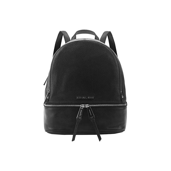 Michael Kors Rhea Zip Solid Color Minimalist Leather Backpack Women Backpack Black 30S5SEZB1L-BLACK Basic Set (Bag+Dust Bag)