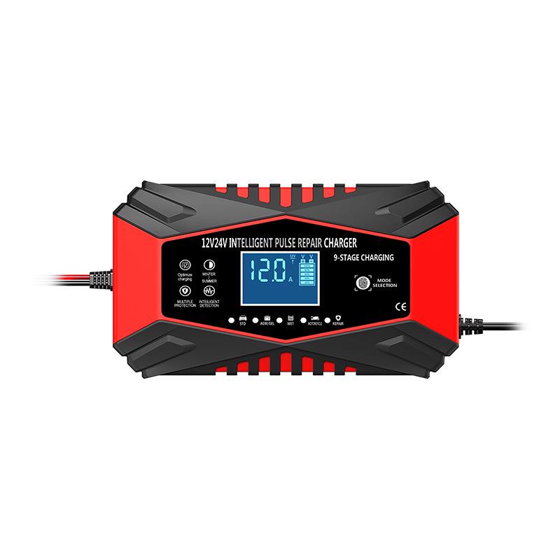 12V/24V Intelligent Pulse Repair Lead-Acid Car Battery Charger, Nine-Stage Optimization