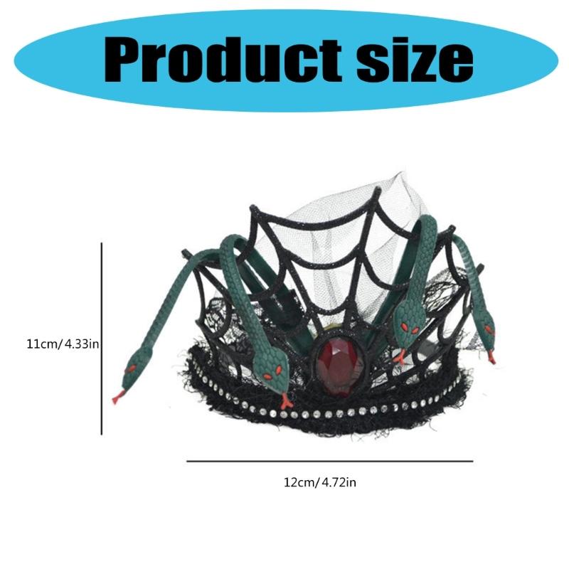 Halloween Cosplay Snake Crystal Headband Costume Accessory for Masquerades and Parties Black