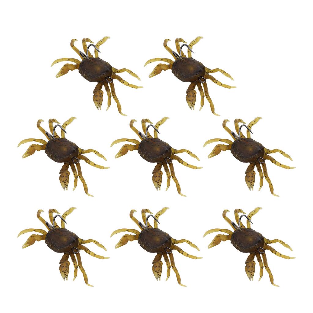 8Pcs Artificial Crab Bait 13cm 33.5g Simulation Crab Soft Lure Fishing Bait with Hooks for Freshwater Saltwater Yello