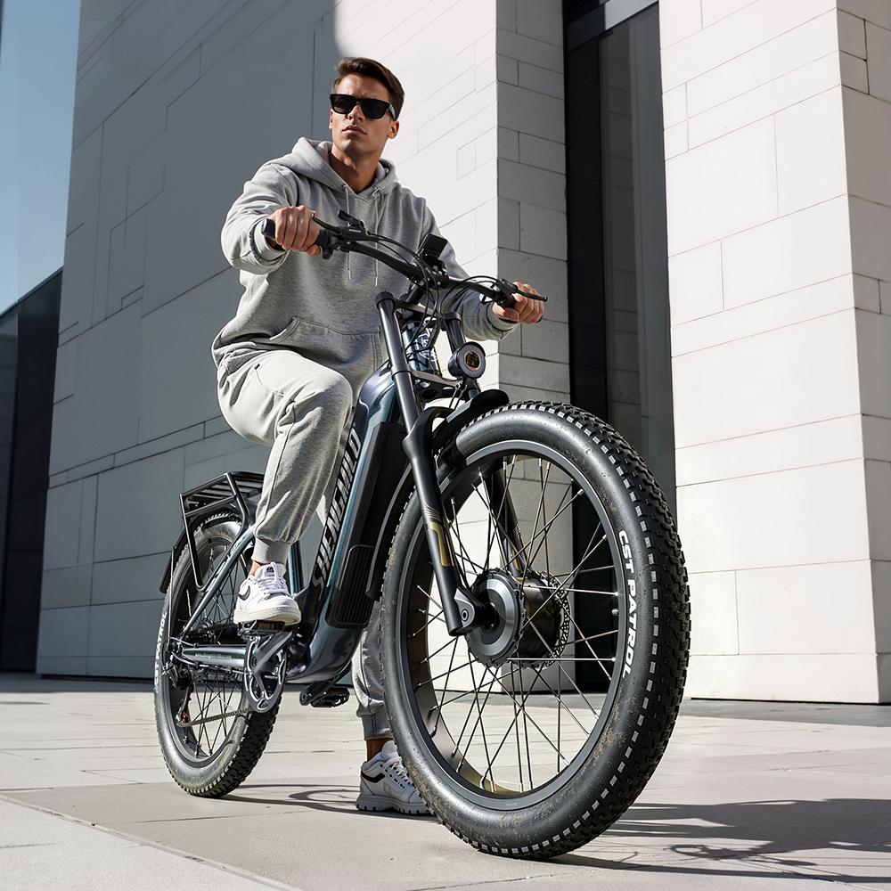 Elektrisches Fahrrad Shengmilo S700 Pro 1000Wx2 Motor 26" Fat Tire Elektrisches Fahrrad für Erwachsene 48V 25AH Doppelscheibenbremse 7 Gänge Maximale Traglast 150kg