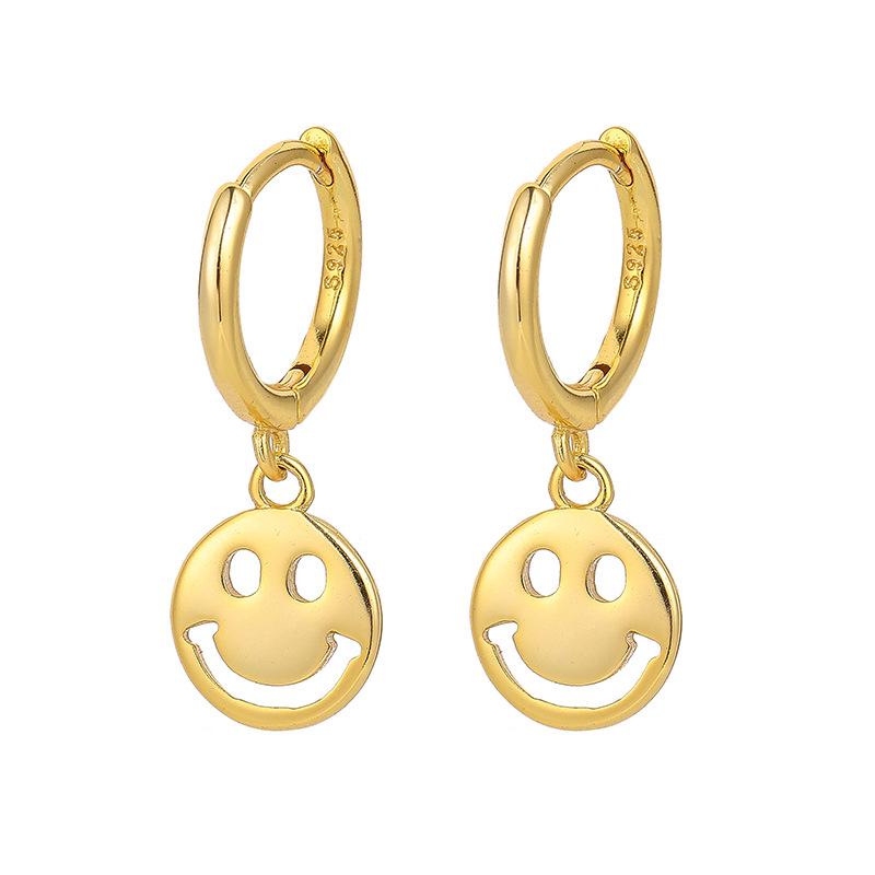 Ohrringe im japanischen und koreanischen Stil mit Smiley-Gesicht für Damen - Vielseitiges, schlichtes und modisches rundes Ausdrucksdesign