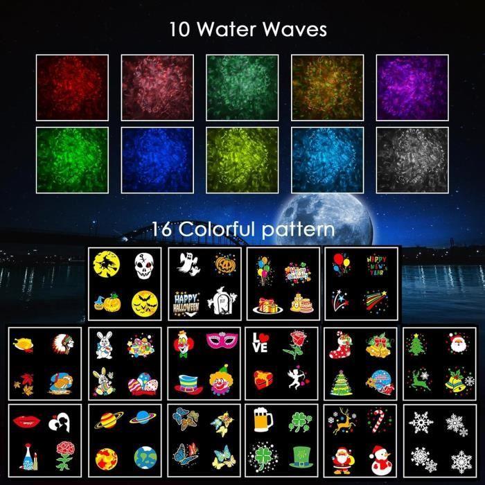 Projecteur noël - yazeky - 16 diapositives - 10 couleurs - télécommande - intérieur/extérieur