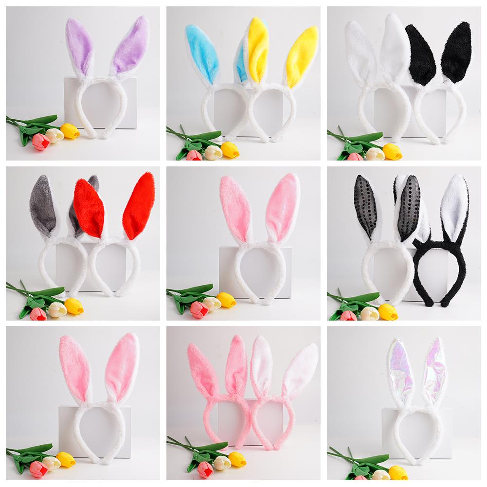 Easter Bunny Ears Headband Plush Rabbit Ear Hairband For Kids Adults Easter Party Favors Costume Accessory Holiday Decoration