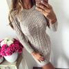 Women's Sexy Slimming Long Sleeve Round Neck Knit Dress