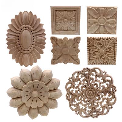 Vintage unbemalt Holz geschnitzt Aufkleber Ecke Applikation Rahmen für Home Möbel Wand Schrank Tür dekorative Holz Miniatur Handwerk