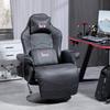 Chaise de Gaming, Fonction Massage, Dossier Inclinable, Repose-pieds, jusqu'à 120 kg, Cadre en Acier, Similicuir, Noir