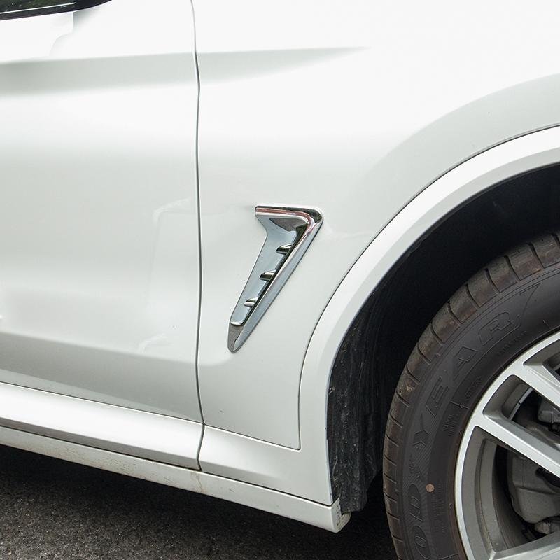 2PCS Carbon Fibre Fender Side Air Vent Trim Sticker for BMW X3 G01 2017 2018 New Style Chrome Silver ABS Car Styling Accessories