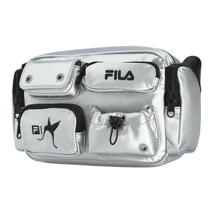 New FILA Fabric Shoulder Bag, Crossbody Bag Extra Small Women's Metallic Silver A13W446161FSV