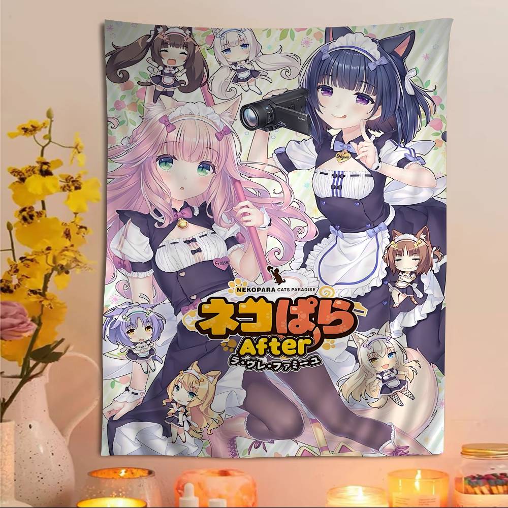 Cute Anime NNekopara Chart Tapestry Home Decoration Hippie Bohemian Decoration Divination Wall Hanging Home Decor