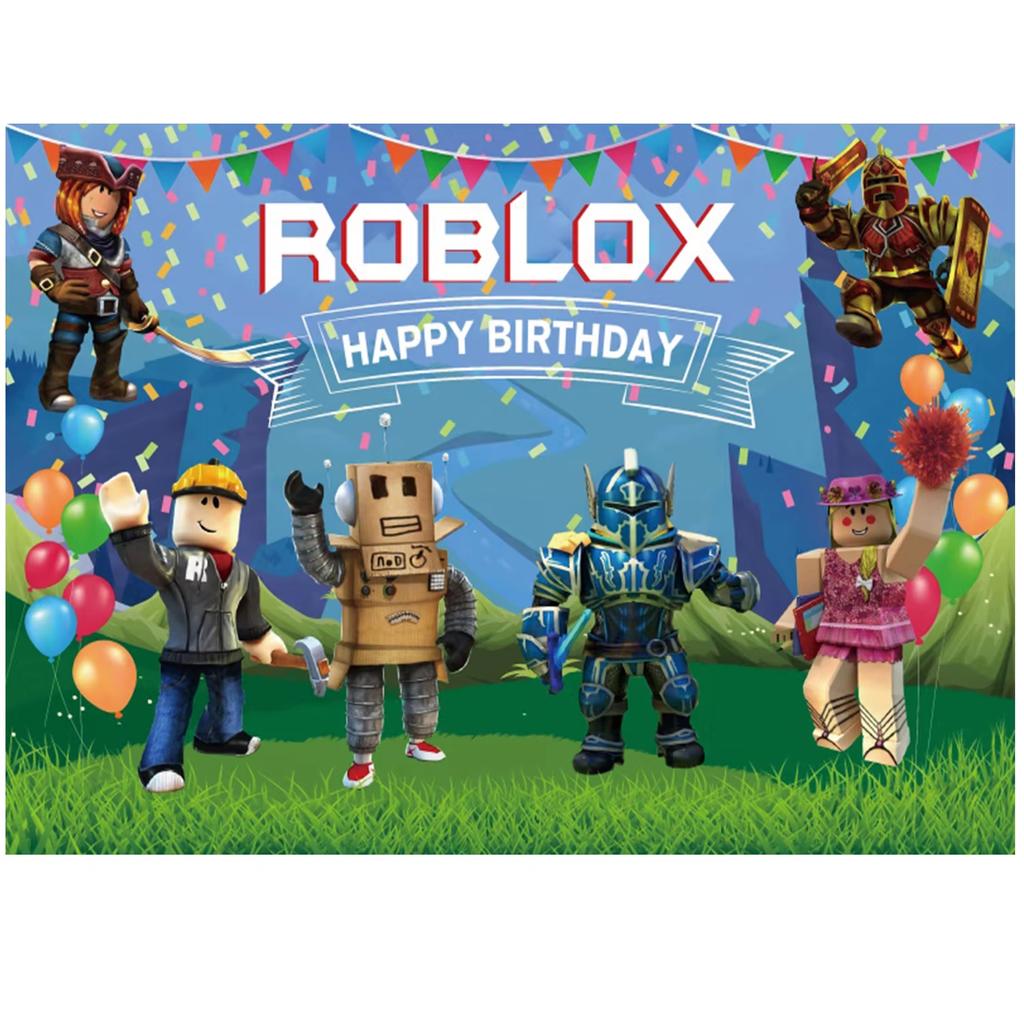 Roblox Game Themed Vinyl Backdrop Photo Background For Kids Boys Birthday Party Decoration Photography Prop Party Supply Cloth