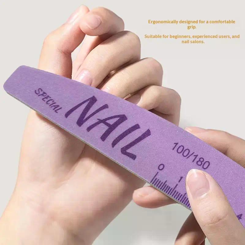 5Pcs Nail File Set With Scale Nail Art Double-sided 100/180 Grit Nail File Grinding Sanding Buffer Buffing Manicure Tool