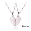 Cross-Border Pink Heart Patchwork Friendship Necklace for Kids - Versatile Best Friend Pendant