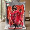 Custom Text Flannel Throw Blanket, Lightweight Cozy Bed Sofa BlanketMohamed Salah