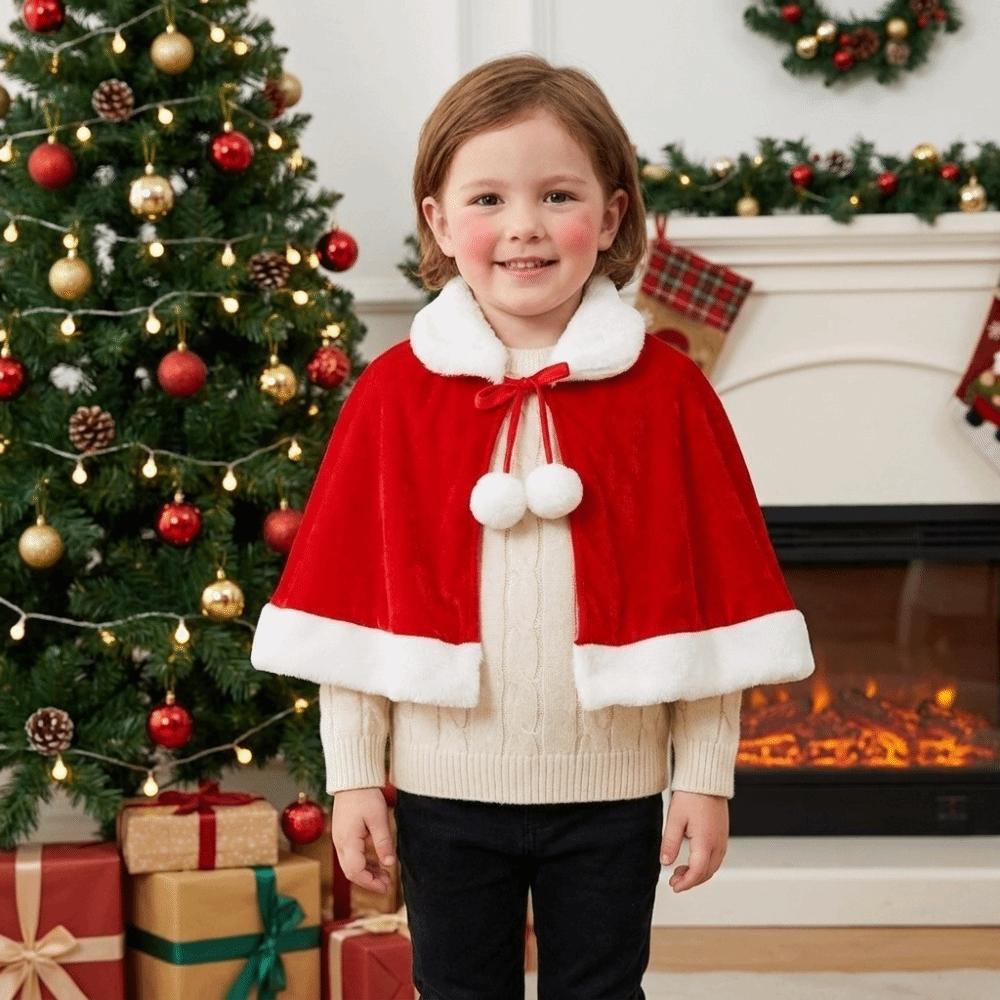 Polyester Women Ponchos Thick Santa Claus Costume Soft Christmas Cloak Party Costumes Dress