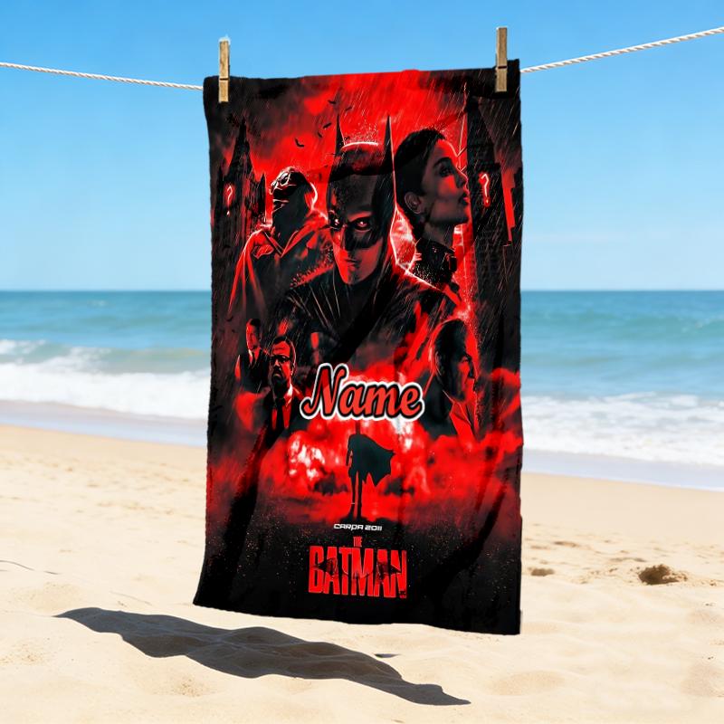 Custom Name Dark Knight Stylish Digital Printing Beach Towel Quick‑Drying Absorbent Blanket for Beach Pool Gym Travel