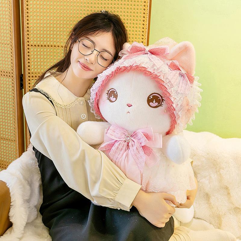 Cute Lisa Cat Doll Plush Toy Girl Sleeping with Doll Warm Heart To Accompany Girlfriend Birthday Gift