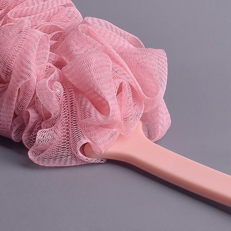 Long Handle Bath Brush Hanging Soft Mesh Back Body Bath Sponge Brush Shower Pink Spa Scrubber Bath Accessories For Adult