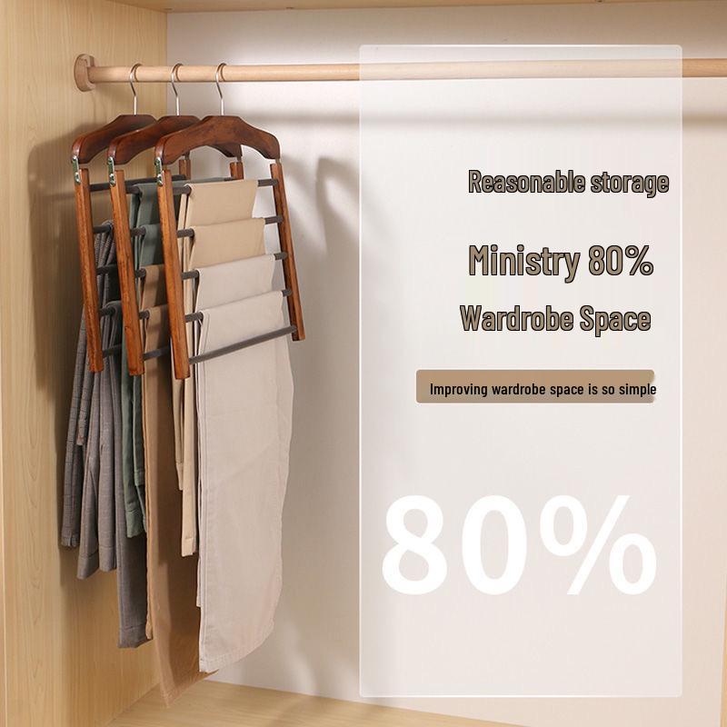 Multifunctional Solid Wood Pants and Scarf Hanger - Wardrobe Storage Solution