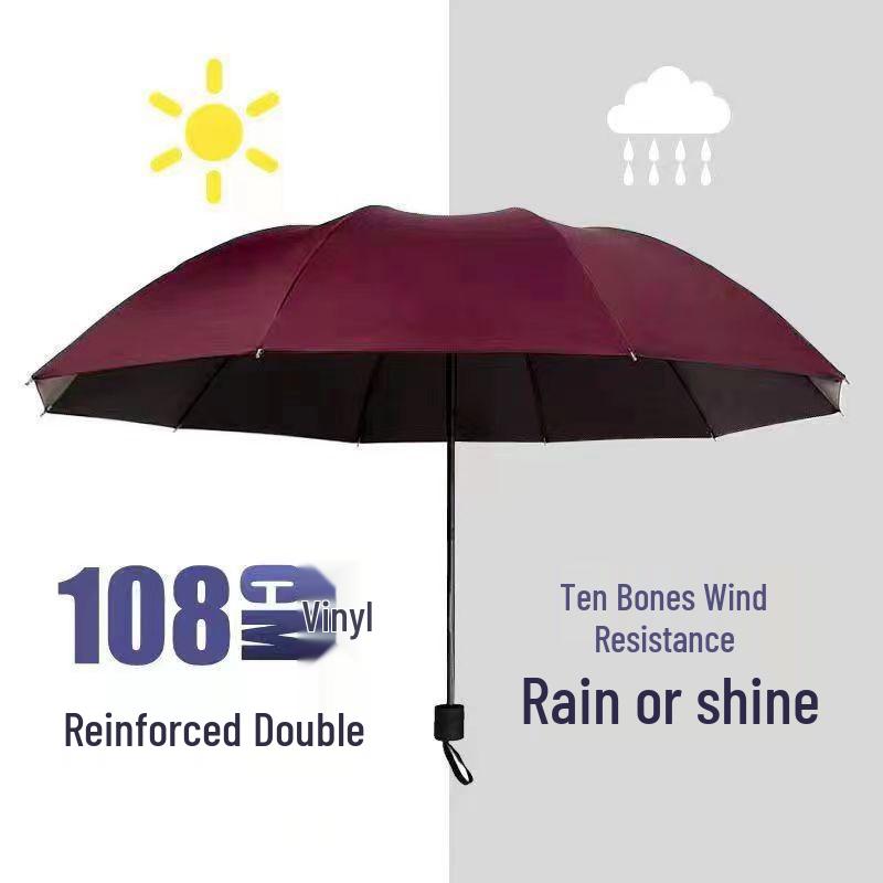 Dual-Use Extra Large Folding Umbrella - 12 Ribs for Sun and Rain Protection