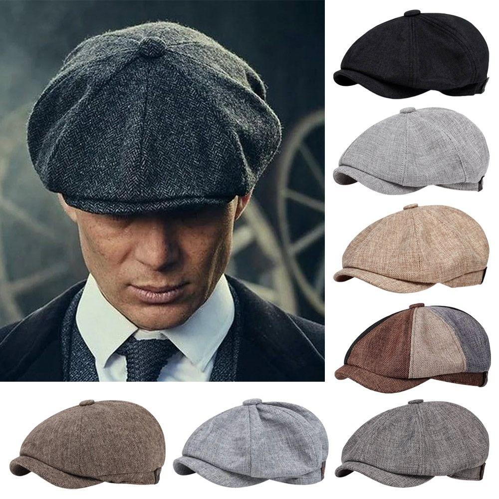 Autumn Winter Casual Men Newsboy Hat Retro Classic Beret Hats Warm Octagonal Cap Unisex