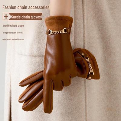 Women's Fleece-Lined Winter Gloves: Warm, Windproof, Touchscreen-Compatible, Protein Leather