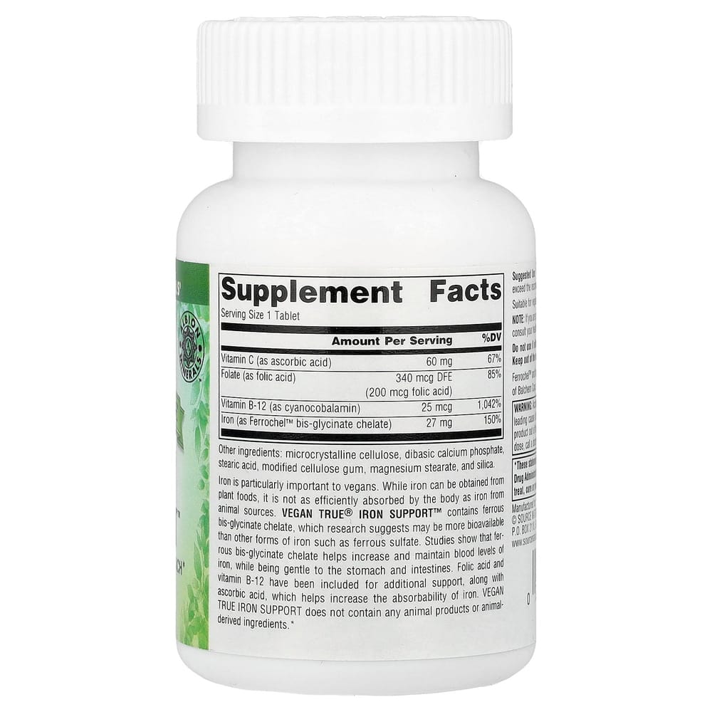 Source Naturals Vegan True Iron Supplement, 180 Tablets