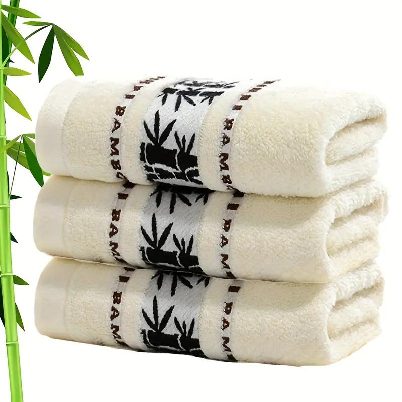 3pcs Bamboo Fiber Towel Set, with Bamboo Pattern, Quick-Dry Ultra Soft, Suitable for Home Bathroom Use, Modern Style, Space Theme, Rectangular